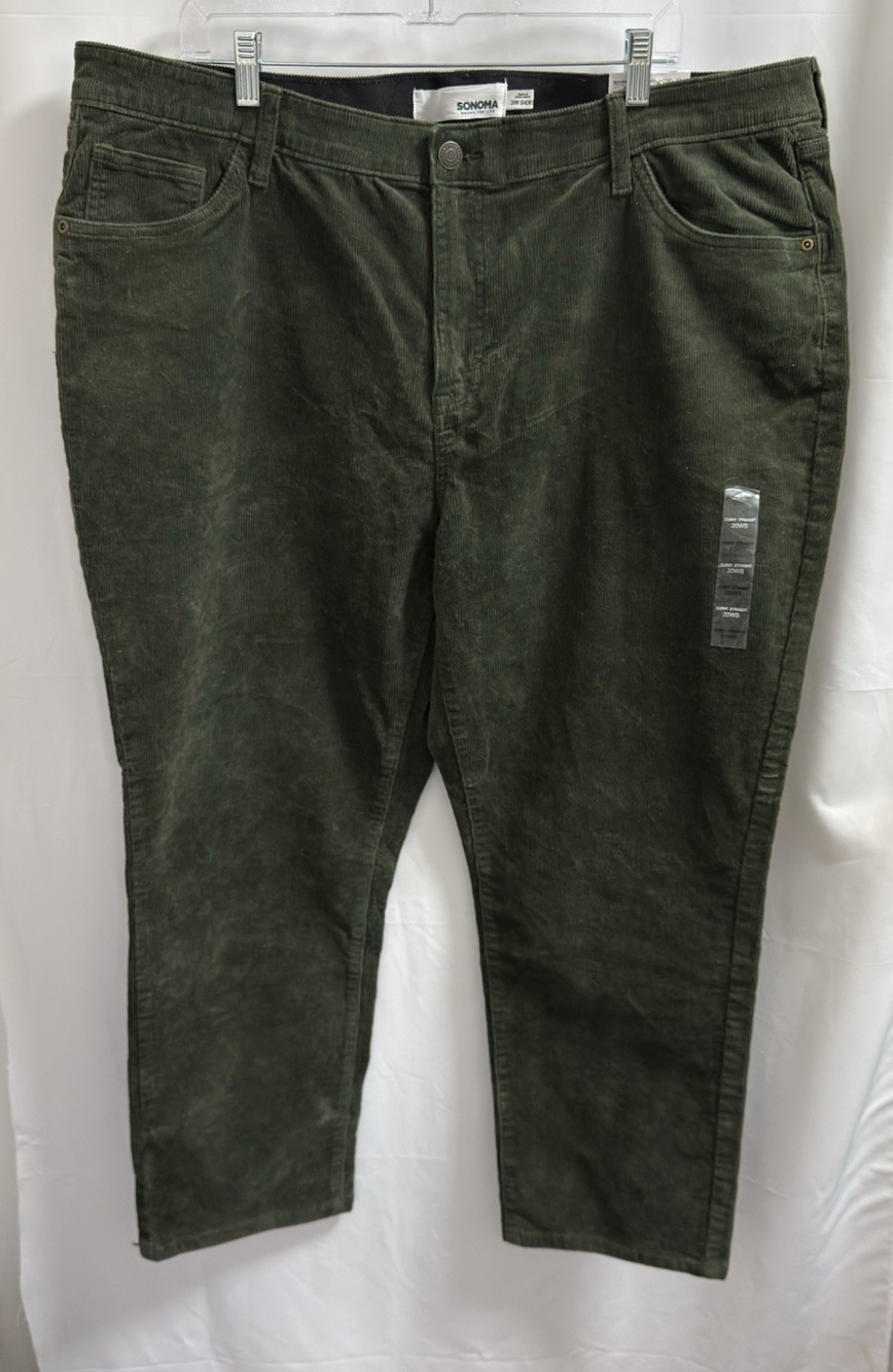 Sonoma More Curvy Fit Straight Leg Corduroy Pants 20W Short Dark Green